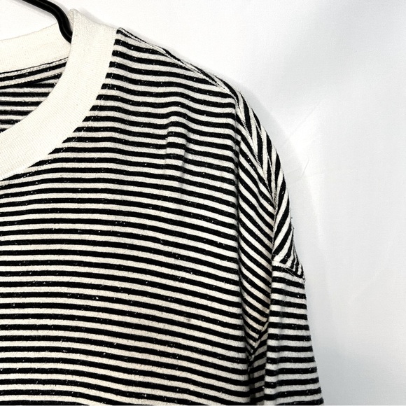 Men’s All Saints Short Sleeve Stripe Crew Tee, Black/White, Size Small. 0150. - Picture 3 of 5